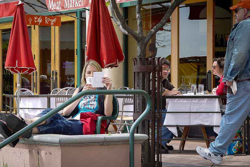 Relaxing with some coffee on Fourth Street